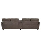 Canapé d'angle Whisen 116.9, canapé d'angle moderne en U, canapé rembourré en velours côtelé avec poufs, porte-gobelets