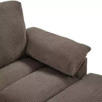 Canapé d'angle Whisen 116.9, canapé d'angle moderne en U, canapé rembourré en velours côtelé avec poufs, porte-gobelets