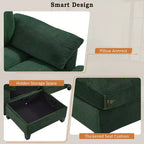 Canapé d'angle Whisen 116.9, canapé d'angle moderne en U, canapé rembourré en velours côtelé avec poufs, porte-gobelets