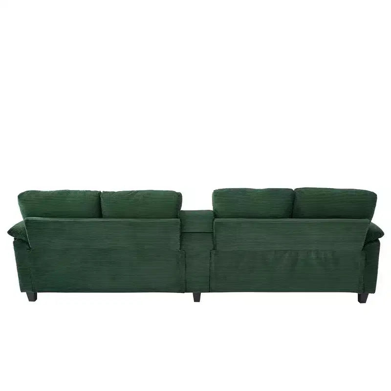 Canapé d'angle Whisen 116.9, canapé d'angle moderne en U, canapé rembourré en velours côtelé avec poufs, porte-gobelets