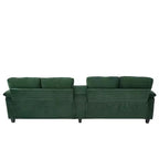Canapé d'angle Whisen 116.9, canapé d'angle moderne en U, canapé rembourré en velours côtelé avec poufs, porte-gobelets