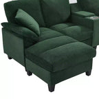 Canapé d'angle Whisen 116.9, canapé d'angle moderne en U, canapé rembourré en velours côtelé avec poufs, porte-gobelets