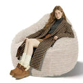 TUYOHW Velvet Lazy Chairs for Adults,Comfy Bean Bag Chairs with Soft Removable Cover for Living Room,Camel