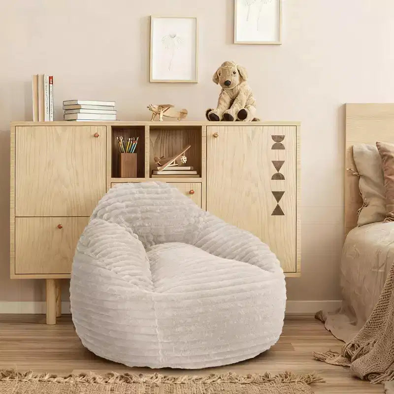 TUYOHW Fauteuils paresseux en velours pour adultes, poufs confortables avec housse douce et amovible pour salon, Camel
