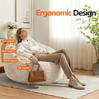 TUYOHW Fauteuils paresseux en velours pour adultes, poufs confortables avec housse douce et amovible pour salon, Camel