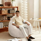 TUYOHW Fauteuils paresseux en velours pour adultes, poufs confortables avec housse douce et amovible pour salon, Camel