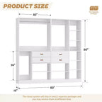 Besiost Ensemble de système d'organisation de placard de 203 cm avec tiroirs en bois, armoire autoportante avec tringle à vêtements