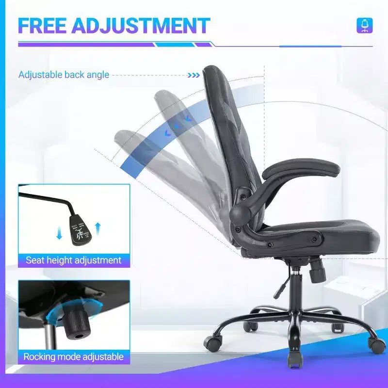 Chaise de jeu ergonomique TUYOHW, chaise de bureau avec dossier en S, mode bascule et hauteur réglable, mousse haute résilience