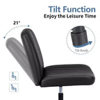 TUYOHW Fauteuil de bureau 26'' à assise large, chaise sans roulettes pivotante pour s'asseoir les jambes croisées avec pivotement à 360° et bascule, capacité de 136 kg