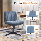 TUYOHW Fauteuil de bureau 26'' à assise large, chaise sans roulettes pivotante pour s'asseoir les jambes croisées avec pivotement à 360° et bascule, capacité de 136 kg