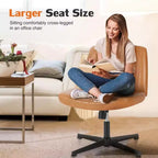 TUYOHW Fauteuil de bureau 26'' à assise large, chaise sans roulettes pivotante pour s'asseoir les jambes croisées avec pivotement à 360° et bascule, capacité de 136 kg