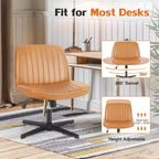 TUYOHW Fauteuil de bureau 26'' à assise large, chaise sans roulettes pivotante pour s'asseoir les jambes croisées avec pivotement à 360° et bascule, capacité de 136 kg