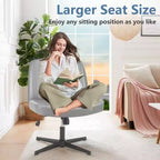 TUYOHW Fauteuil de bureau 26'' à assise large, chaise sans roulettes pivotante pour s'asseoir les jambes croisées avec pivotement à 360° et bascule, capacité de 136 kg