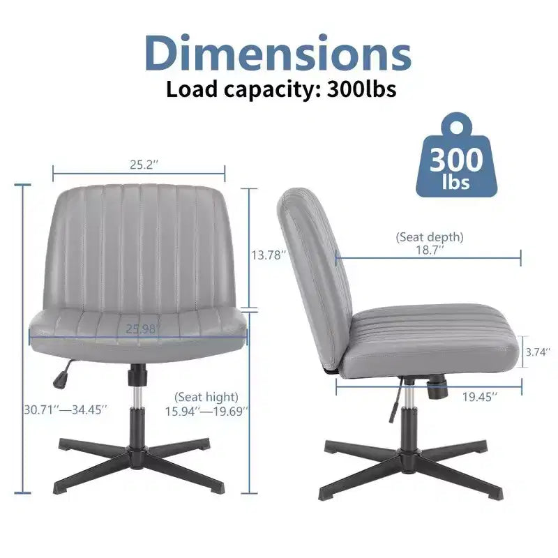 TUYOHW Fauteuil de bureau 26'' à assise large, chaise sans roulettes pivotante pour s'asseoir les jambes croisées avec pivotement à 360° et bascule, capacité de 136 kg