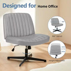 TUYOHW Fauteuil de bureau 26'' à assise large, chaise sans roulettes pivotante pour s'asseoir les jambes croisées avec pivotement à 360° et bascule, capacité de 136 kg