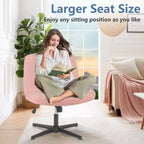 TUYOHW Fauteuil de bureau 26'' à assise large, chaise sans roulettes pivotante pour s'asseoir les jambes croisées avec pivotement à 360° et bascule, capacité de 136 kg