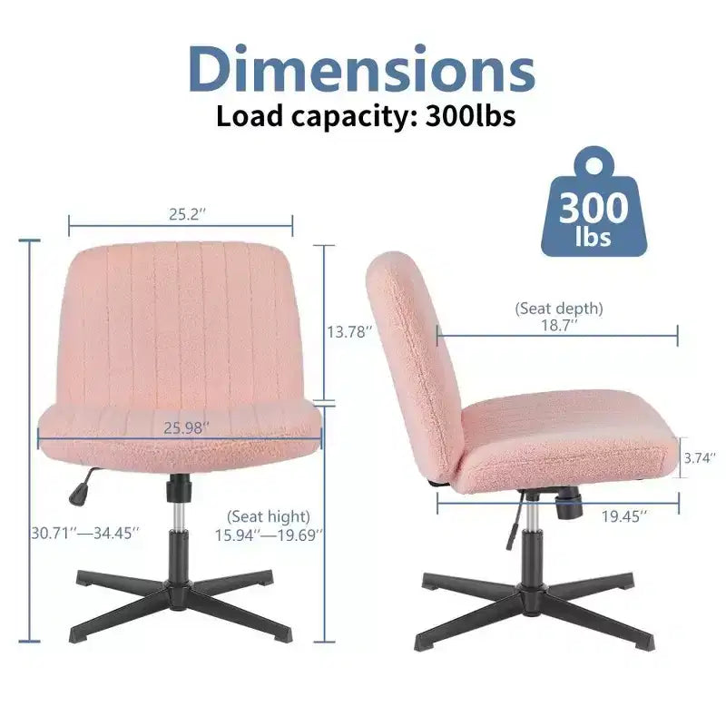 TUYOHW Fauteuil de bureau 26'' à assise large, chaise sans roulettes pivotante pour s'asseoir les jambes croisées avec pivotement à 360° et bascule, capacité de 136 kg