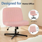 TUYOHW Fauteuil de bureau 26'' à assise large, chaise sans roulettes pivotante pour s'asseoir les jambes croisées avec pivotement à 360° et bascule, capacité de 136 kg