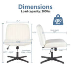 TUYOHW Fauteuil de bureau 26'' à assise large, chaise sans roulettes pivotante pour s'asseoir les jambes croisées avec pivotement à 360° et bascule, capacité de 136 kg
