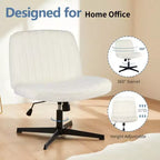TUYOHW Fauteuil de bureau 26'' à assise large, chaise sans roulettes pivotante pour s'asseoir les jambes croisées avec pivotement à 360° et bascule, capacité de 136 kg