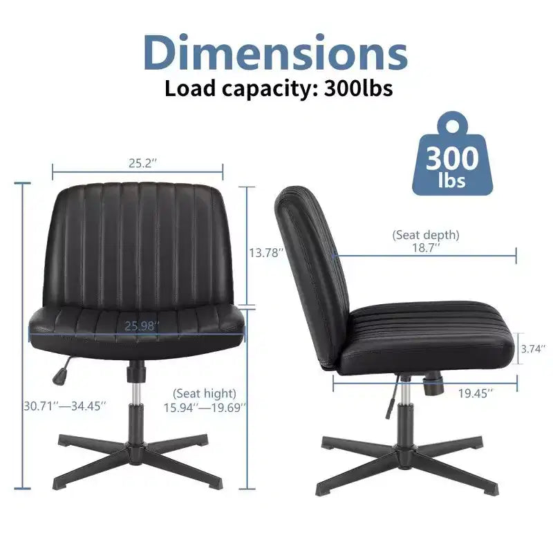 TUYOHW Fauteuil de bureau 26'' à assise large, chaise sans roulettes pivotante pour s'asseoir les jambes croisées avec pivotement à 360° et bascule, capacité de 136 kg