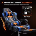 Chaise de bureau TUYOHW en cuir PU avec roulettes, repose-pieds et soutien lombaire, accoudoirs fixes, chaise gaming pour le bureau