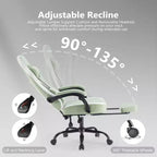 TUYOHW Fauteuil de bureau en microfibre pivotant à roulettes, avec appui-tête et coussin lombaire amovibles, chaise de jeu pour bureau