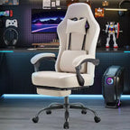 TUYOHW Fauteuil de bureau en microfibre pivotant à roulettes, avec appui-tête et coussin lombaire amovibles, chaise de jeu pour bureau