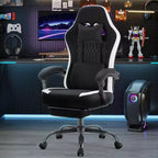 TUYOHW Fauteuil de bureau en microfibre pivotant à roulettes, avec appui-tête et coussin lombaire amovibles, chaise de jeu pour bureau
