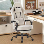 TUYOHW Fauteuil de bureau en microfibre pivotant à roulettes, avec appui-tête et coussin lombaire amovibles, chaise de jeu pour bureau
