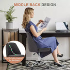 TUYOHW Chaise pivotante croisée à roulettes, chaise de bureau avec hauteur réglable et support lombaire, chaise de jeu sans accoudoirs pour le bureau