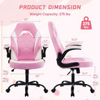 TUYOHW Chaise pivotante en cuir PU à roulettes avec dossier en X et dossier en S, Chaise de bureau avec support lombaire, Chaise de jeu pour le bureau