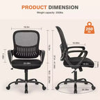 TUYOHW Chaise de bureau en maille à roulettes, Hauteur 41,5" réglable, Fauteuil gamer pour bureau