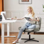 Chaise de bureau sans roulettes TUYOHW en cuir PU avec piétement croisé pivotant, fauteuil de bureau réglable en hauteur, chaise de jeu sans accoudoirs pour le bureau