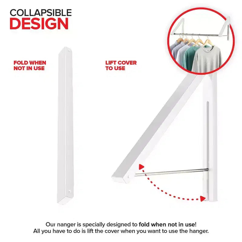 Séchoir mural rétractable double pliable avec tringle à rallonge (Blanc)