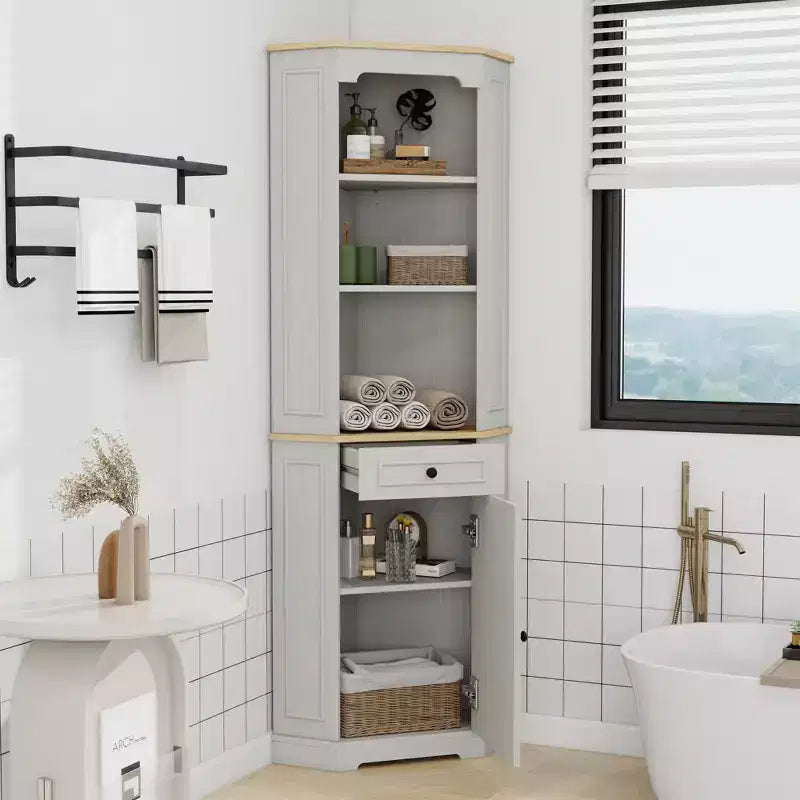 Meuble de rangement AndMakers en bois blanc antique de 45 cm avec 5 étagères