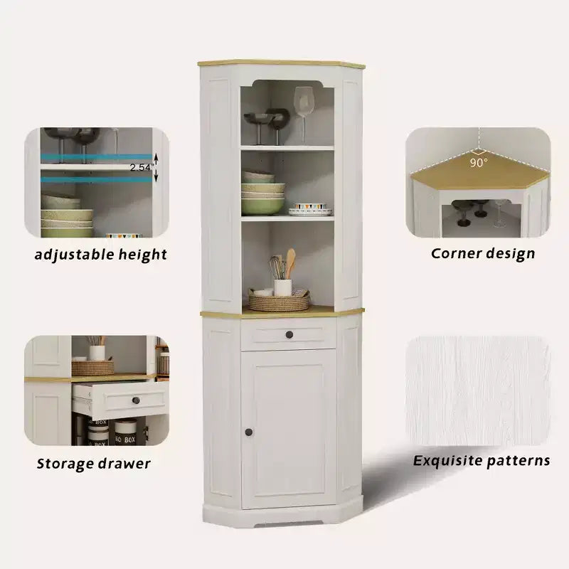 Meuble de rangement AndMakers en bois blanc antique de 45 cm avec 5 étagères