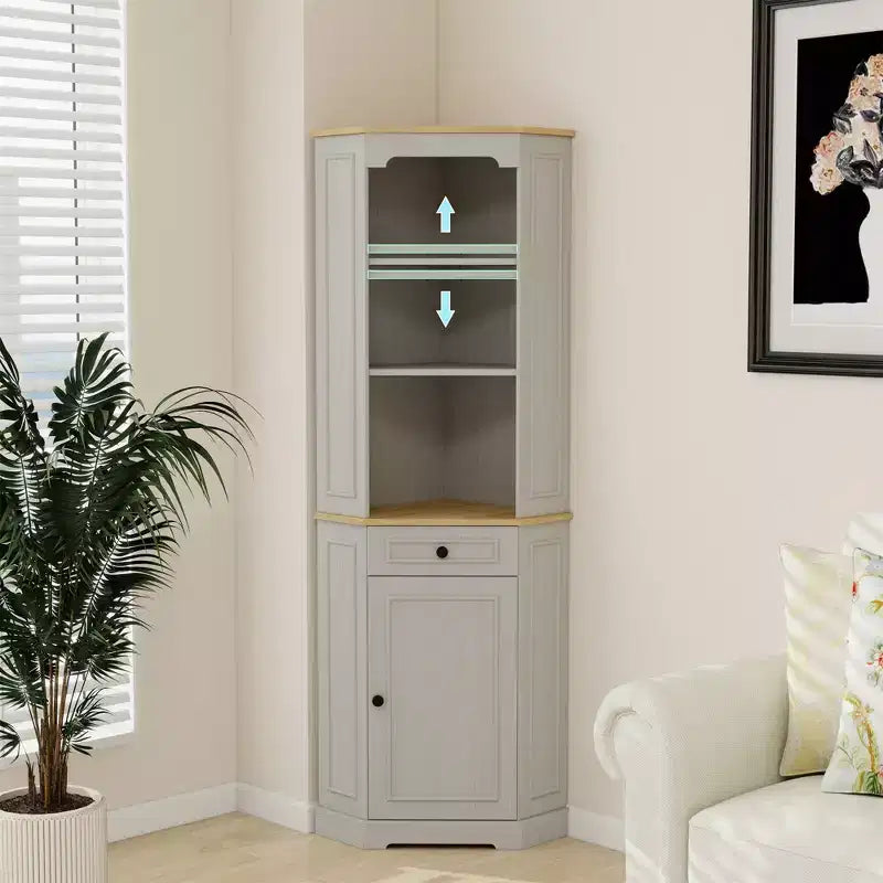 Meuble de rangement AndMakers en bois blanc antique de 45 cm avec 5 étagères