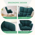 Fauteuil à bascule moderne Okak Teddy avec dossier haut, fauteuil inclinable pour salon, chambre à coucher