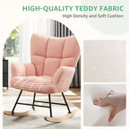 Fauteuil à bascule moderne Okak Teddy avec dossier haut, fauteuil inclinable pour salon, chambre à coucher