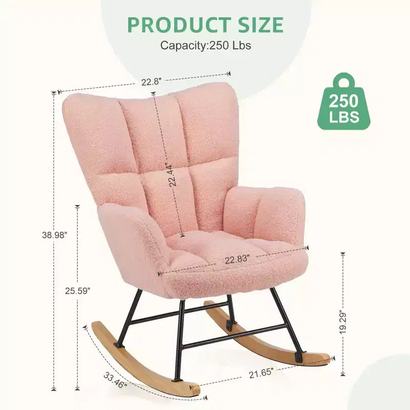 Fauteuil à bascule moderne Okak Teddy avec dossier haut, fauteuil inclinable pour salon, chambre à coucher