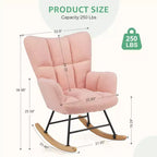 Fauteuil à bascule moderne Okak Teddy avec dossier haut, fauteuil inclinable pour salon, chambre à coucher
