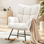 Fauteuil à bascule moderne Okak Teddy avec dossier haut, fauteuil inclinable pour salon, chambre à coucher