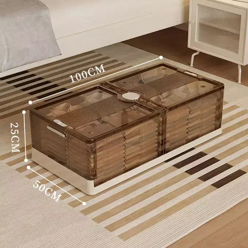 Lot de 2 boîtes de rangement sous lit, empilables avec roulettes, en plastique, multi-usages, profil bas avec couvercles