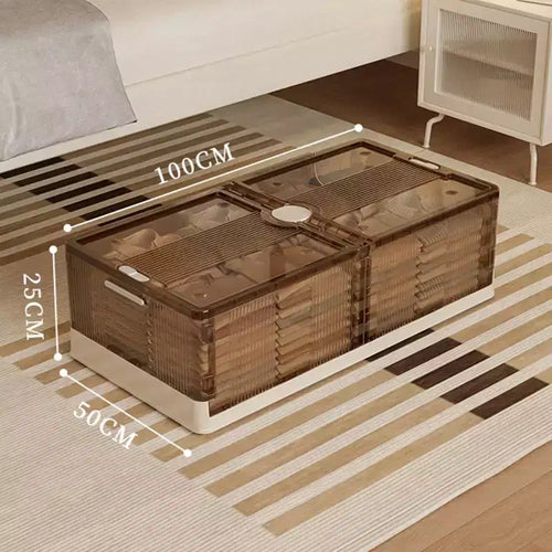 Lot de 2 boîtes de rangement sous lit, empilables avec roulettes, en plastique, multi-usages, profil bas avec couvercles