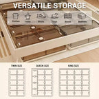 Lot de 2 boîtes de rangement sous lit, empilables avec roulettes, en plastique, multi-usages, profil bas avec couvercles