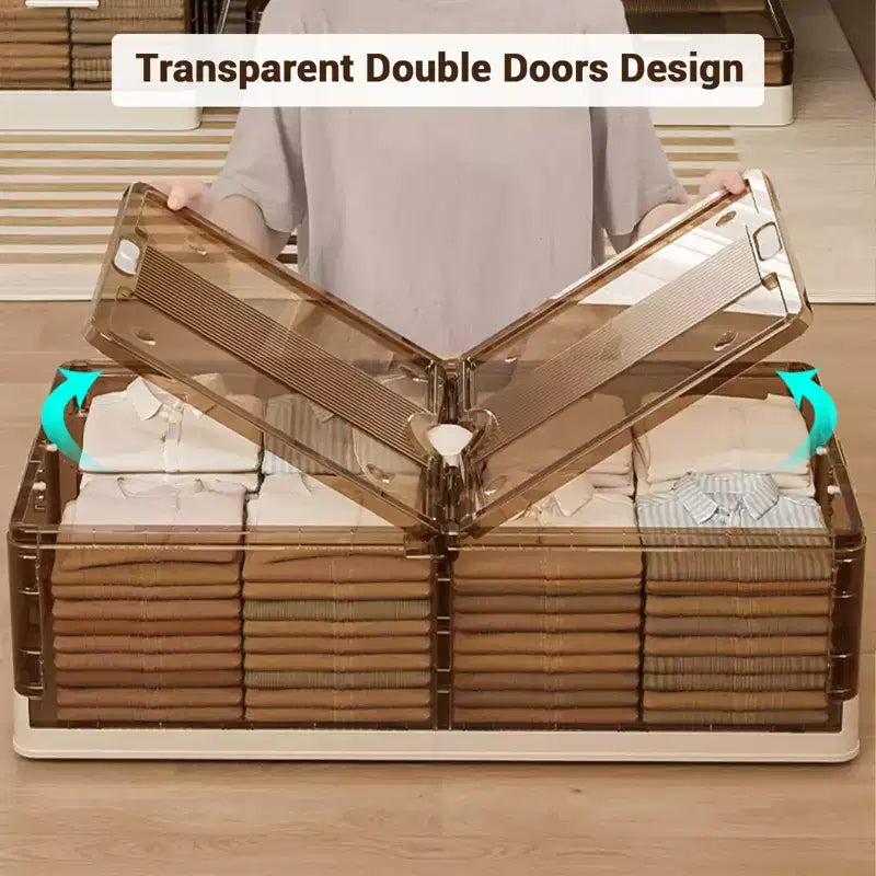 Lot de 2 boîtes de rangement sous lit, empilables avec roulettes, en plastique, multi-usages, profil bas avec couvercles