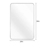 TUYOHW Miroir de salle de bain rectangulaire 24x36'', miroir mural décoratif avec film anti-éclats et cadre en aluminium brossé pour salle de bain, salon