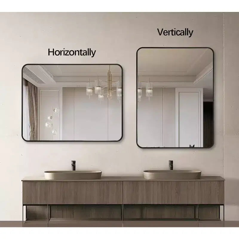 TUYOHW Miroir de salle de bain rectangulaire 24x36'', miroir mural décoratif avec film anti-éclats et cadre en aluminium brossé pour salle de bain, salon
