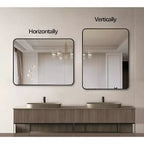 TUYOHW Miroir de salle de bain rectangulaire 24x36'', miroir mural décoratif avec film anti-éclats et cadre en aluminium brossé pour salle de bain, salon